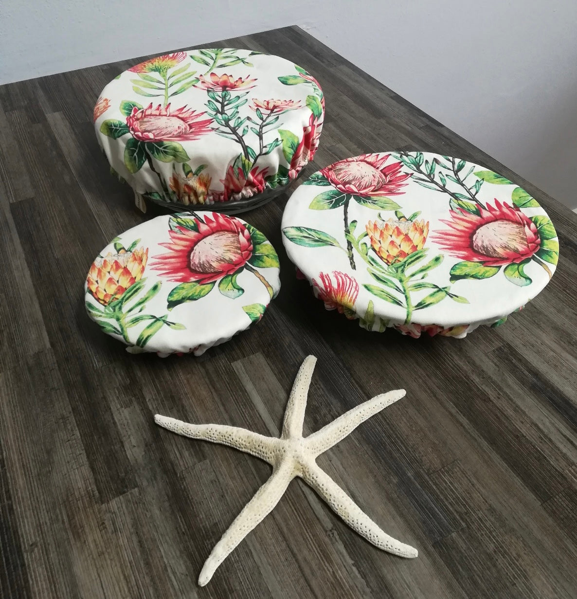 Pink Protea Reusable Bowl Cover Set - Kitchen Accessories - Handicraft Soul