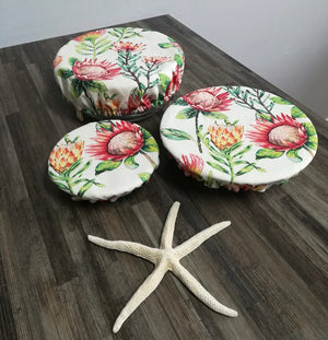 Pink Protea Reusable Bowl Cover Set - Kitchen Accessories - Handicraft Soul