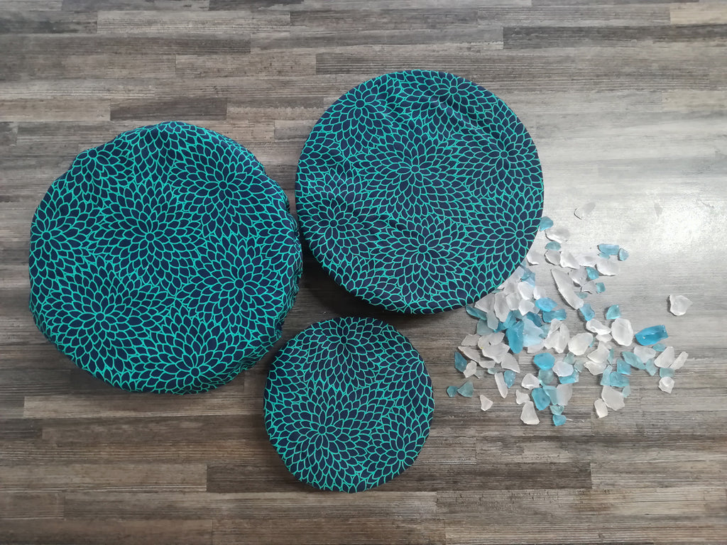 Teal Petal Reusable Bowl Cover Set